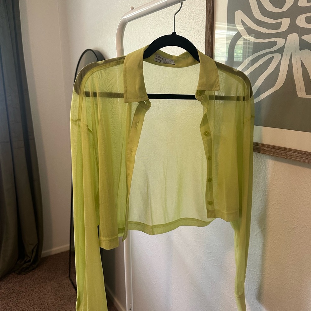 Urban Outfitters Sheer Green Crop Top